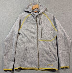 Merrell Full Zip Knit Hoodie Women's Large Gray Yellow Trim